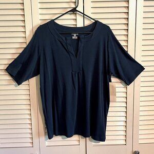 Jones New York Sport Tunic / Top * Size 1X (14-16) * Navy Blue * Short Slv * New